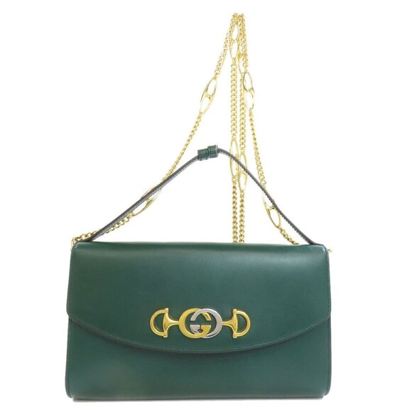 GUCCI Zumi Chain Shoulder Handbag Calfskin 572375 Black Gold - Picture 1 of 11